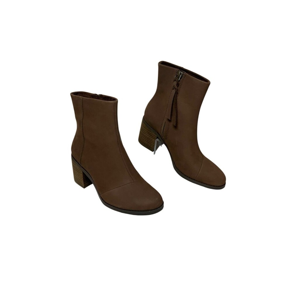 TOMS Evelyn Brown Leather Ankle Boots Women’s Size 6 NWT